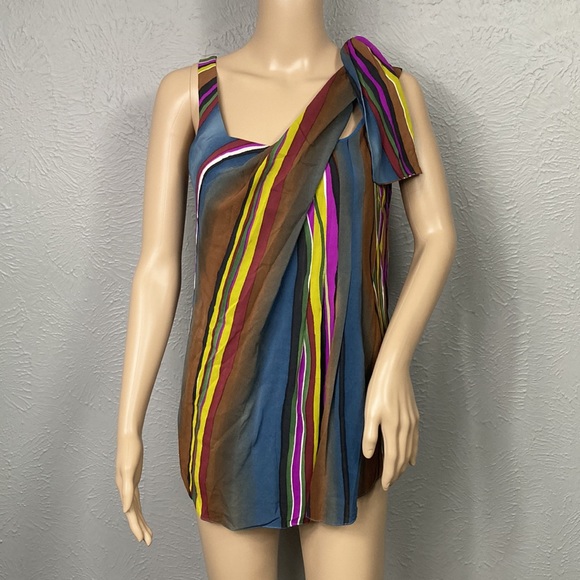 Nicole Miller Tops - Nicole Miller Silk Blend Striped Tie Tank Top Women's Size P